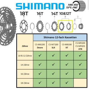 Shimano Deore SLX XT XTR MTB Ebike Micro Spline Kassetten Verschleiß Ersatz Ritzel