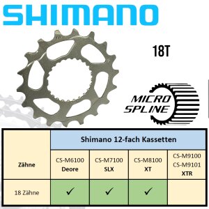 Shimano Deore SLX XT MTB Ebike Micro Spline Kassetten Verschleiß Ersatz Ritzel 18 Z