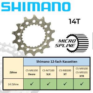 Shimano Deore SLX XT XTR MTB Ebike Micro Spline Kassetten Verschleiß Ersatz Ritzel 14 Z