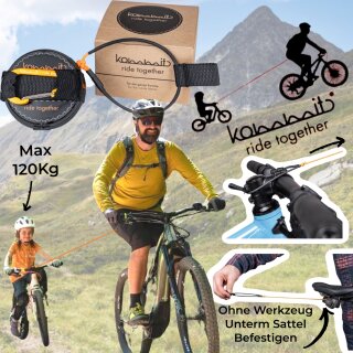 Kommit Fahrrad Zugsystem MTB Ebike Tour Abschleppseil Kinder Partner Unterstützung am Berg
