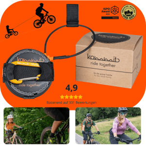Kommit Fahrrad Zugsystem MTB Ebike Tour Abschleppseil Kinder Partner Unterstützung am Berg