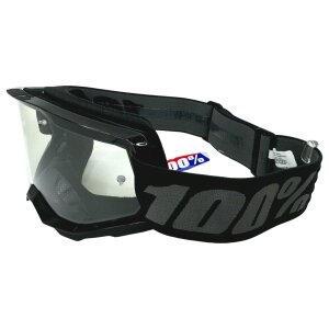 100% Strata V2 goggle Motocross Brille Schwarz (Clear)