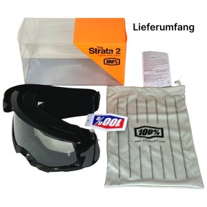 100% Strata V2 goggle Motocross Brille Schwarz (Clear)