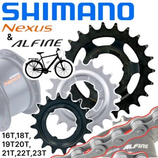 Shimano Nexus / Alfine Getriebenaben Verschleiss Ersatz Ritzel 16-23Z