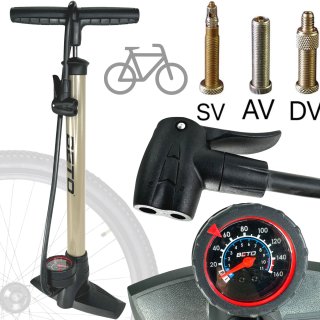 Beto Fahrrad Standpumpe Dualkopf Manometer Auto Presta & Dunlop Ventil
