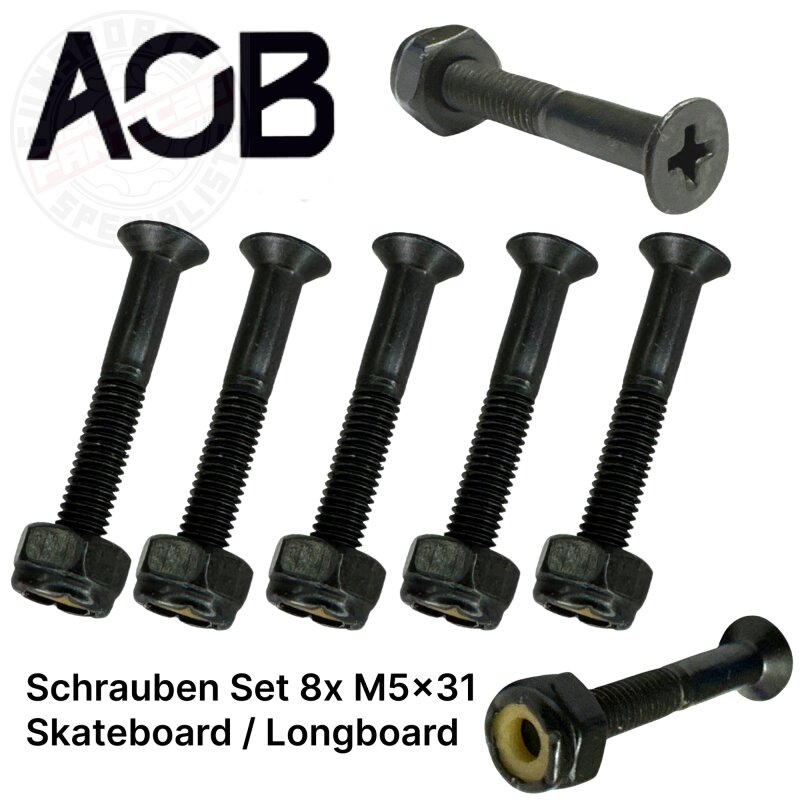 AOB Longboard / Cruiser Achsen M5 x31 Schrauben Befestigungs Set 16Tlg