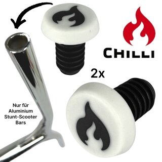 Chilli Barends Plugs Stunt-Scooter Alu Lenker-Stopfen (1 Paar) Weiss / schwarz