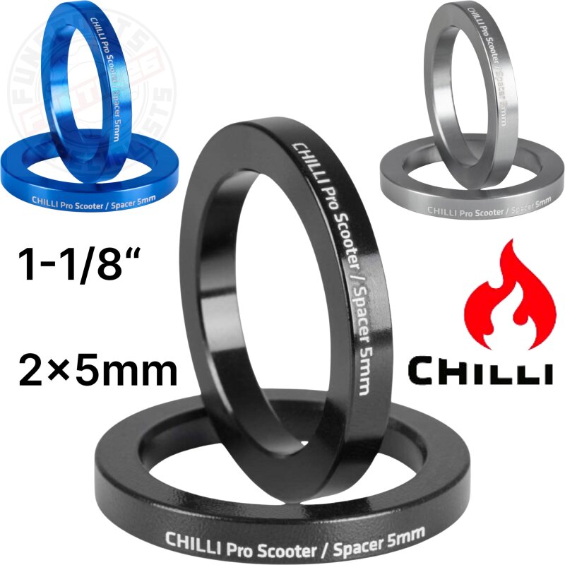 Chilli Pro Scooters Steuersatz SCS Vorbau 1-1/8" Ausgleichs Spacer Set 2 x 5mm