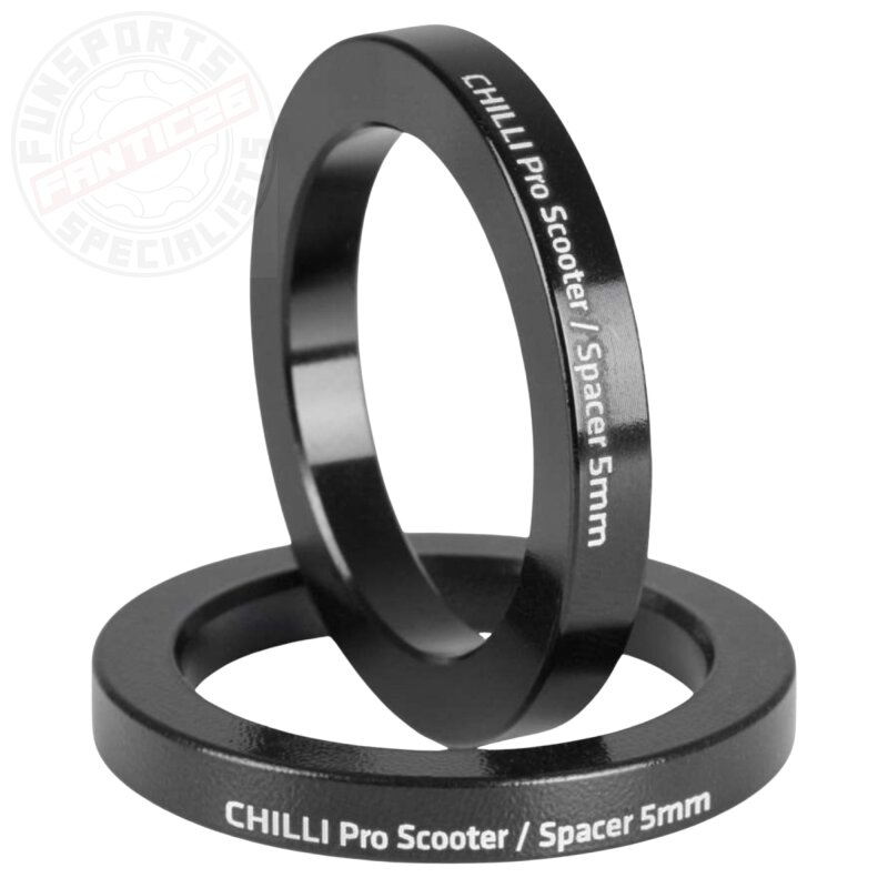 Chilli Pro Scooters Steuersatz SCS Vorbau 1-1/8" Ausgleichs Spacer Set 2 x 5mm Schwarz