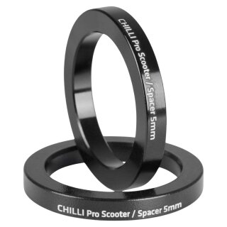Chilli Pro Scooters Steuersatz SCS Vorbau 1-1/8" Ausgleichs Spacer Set 2 x 5mm Schwarz