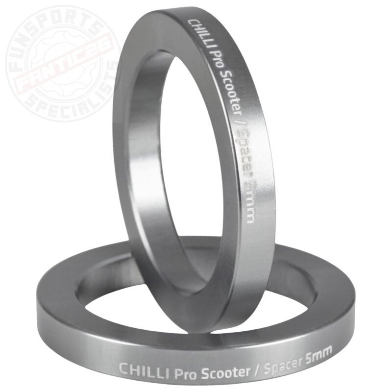 Chilli Pro Scooters Steuersatz SCS Vorbau 1-1/8" Ausgleichs Spacer Set 2 x 5mm Grau