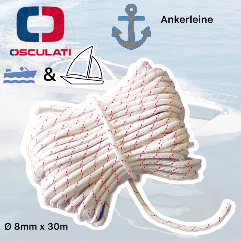 Osculati Marine Boot Schot Festmacher Tau Ankerleine Seil 8mm x 30m