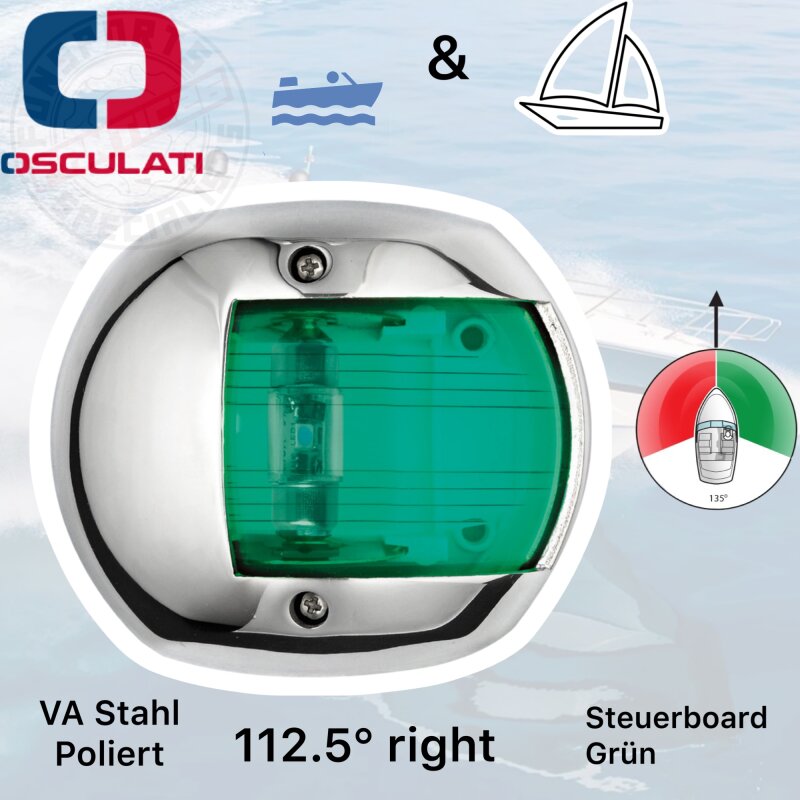 Osculati Marine Boot VA Edelstahl Compact 12 Led Navigationslicht Positionslicht Steuerboard...