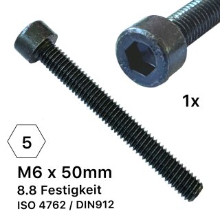 Fantic26 M6x50 Vollgewinde Kompressions Stahl-Schraube 8.8 DIN912 schwarz