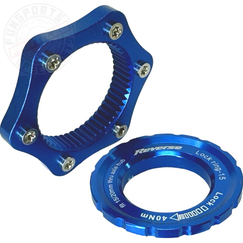 Reverse Centerlock Adapter auf 6-Loch Scheibenbremse Blau