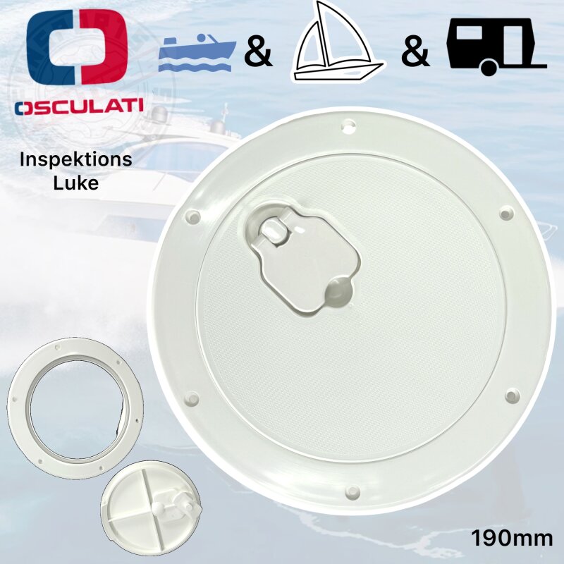Osculati Inspektionsluke Bodenluke Rund Marine Boot Schiff Caravan 265 x 215 creme weiss