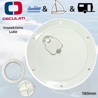 Osculati Inspektionsluke Bodenluke Rund Marine Boot Schiff Caravan 265 x 215 creme weiss