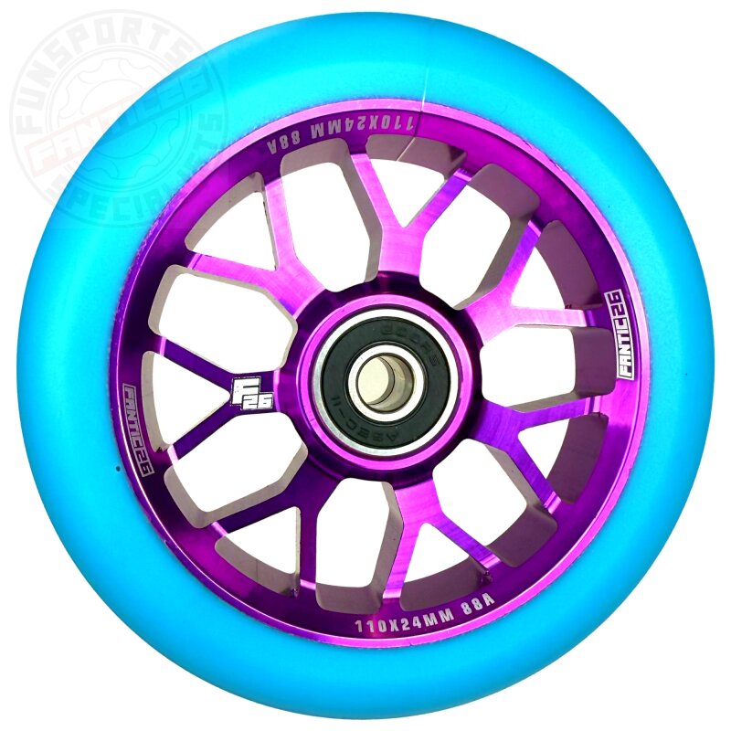 Fantic26 Spy7 Stunt-Scooter Rolle 110mm Abec11 Lila/Pu Türkis