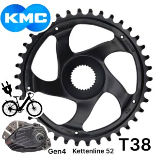 KMC Kettenblatt Ebike für Bosch Gen.3 / Gen.4 Antriebsritzel 38 Zähne Kettenline 52