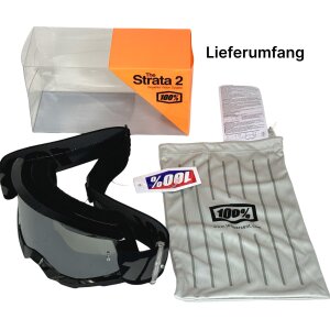 100% Strata V2 goggle Motocross Brille Schwarz (Verspiegelt) Bware