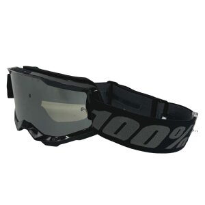 100% Strata V2 goggle Motocross Brille Schwarz (Verspiegelt) Bware