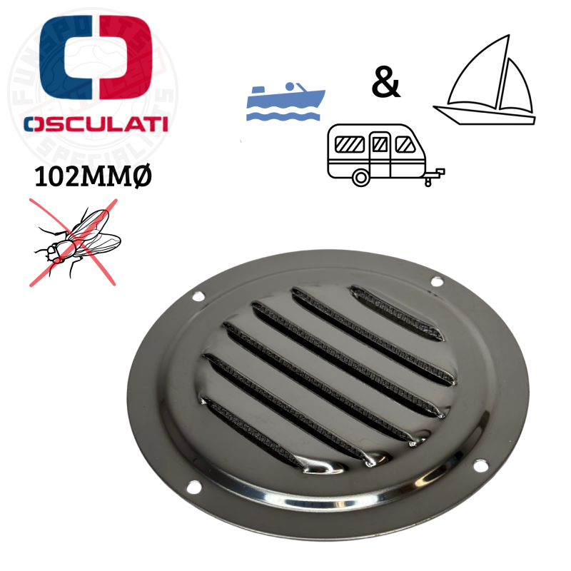Osculati Lüftungsgitter Rund +Fliegengitter Ø102mm Marine Boot Schiff Caravan