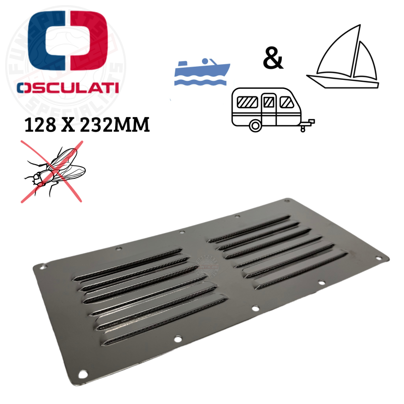 Osculati Lüftungsgitter 128 x 232mm + Fliegengitter Boot Caravan