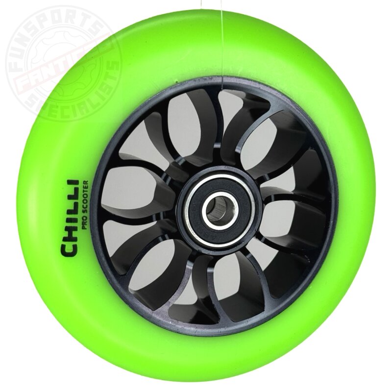 Chilli Pro Stunt-Scooter Rolle spoked Reaper 110mm Schwarz/PU Grün