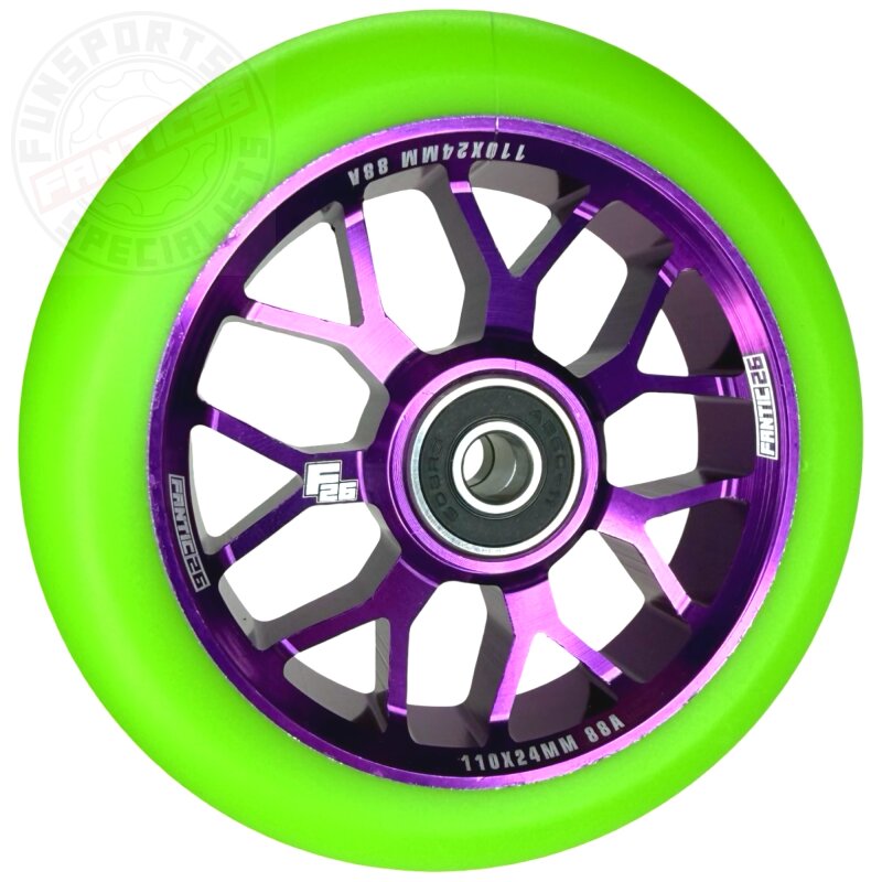 Fantic26 Spy7 Stunt-Scooter Rolle 110mm Abec11 Lila/ Pu Grün