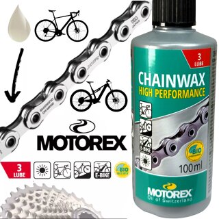 Motorex Fahrrad MTB Road Ebike Kettenwax Chainwax High Performance Bio 100ml