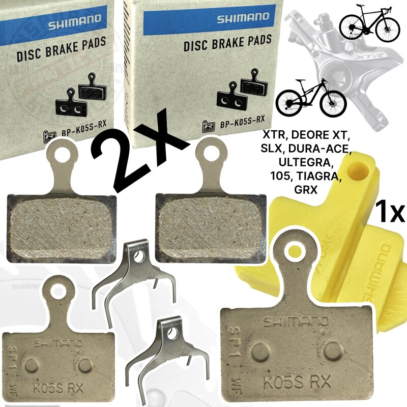 Shimano K05S-RX Resin XT XTR 105 Ultegra Disc Scheibenbremsbeläge 2 x Paar + Bleedblock