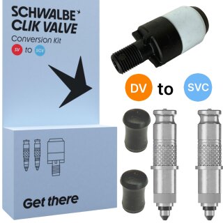 Schwalbe Fahrrad Clik Valve SCV System (DV) Dunlop Set (2St) + Adapter AV