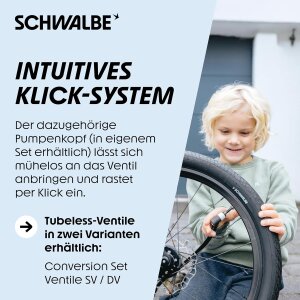 Schwalbe Fahrrad Clik Valve SCV System (DV) Dunlop Set (2St) + Adapter AV