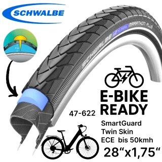 Schwalbe Marathon Plus 28"x 1,75" City Ebike Tour SmartGuard 47-622 Pannenschutz Reifen