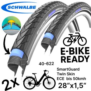 2x Schwalbe Marathon Plus 28"x1,5" City Ebike...