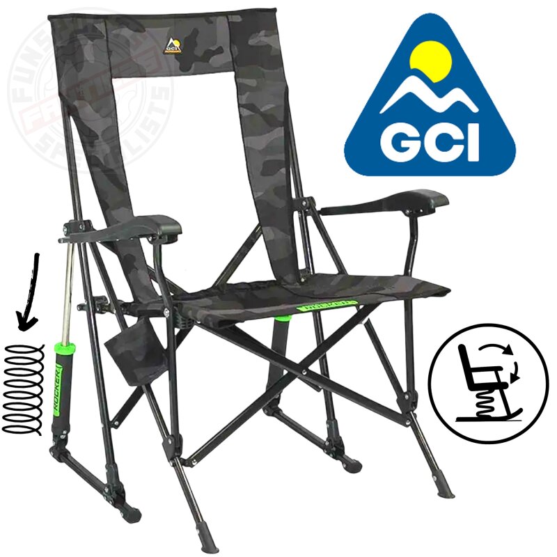 GCI Outdoor Roadtrip Rocker Outdoor Schaukelstuhl mit Getränkehalter Stealth Camo