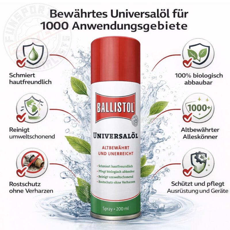 Ballistol Universalöl Spray für Metall, Holz, Leder, Gummi, Kunststoff 200 ml