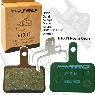 Tektro E10.11 Resin Fahrrad Scheibenbremsbeläge 2 Kolben Performance Grün