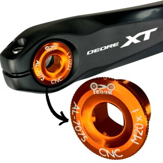 F26 M20x1 Kurbelschraube passend für Shimano Hollowtech II Orange