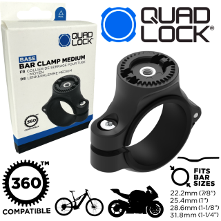 QUAD LOCK 360 Bar Clamp Medium Motorrad /  Fahrrad Lenkerhalter 22,2 bis 31,8