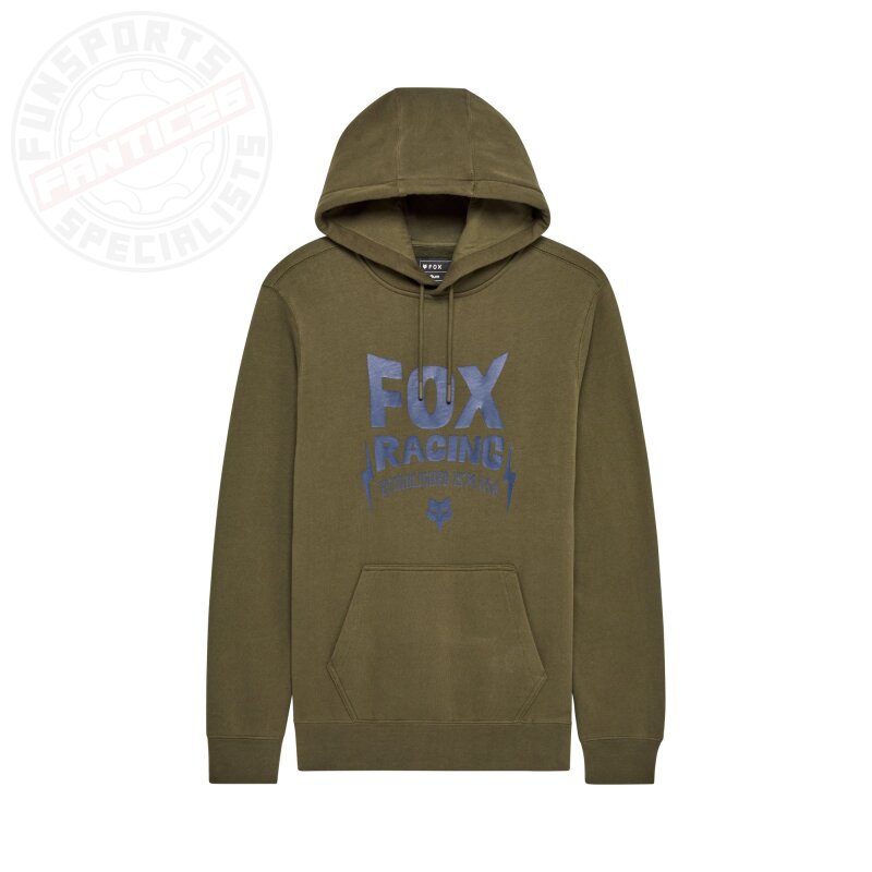 Fox Bolt Pullover Fleece Hoodie Olivgrün