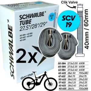 2x Schwalbe MTB Fahrrad Schlauch SCV 19 I 27,5" I...