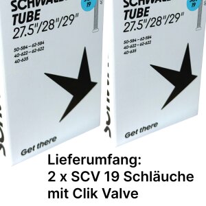 2x Schwalbe MTB Fahrrad Schlauch SCV 19 I 27,5" I 28" I 29" 2.4 Clik Valve Ventil 650B