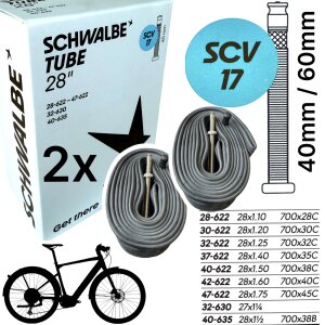 2x Schwalbe Road Fahrrad-Schlauch SCV 17 I  28"...