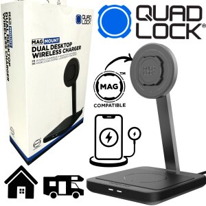 QUAD LOCK MAG Mount DUAL Desktop Alu Wireless Handy Lade...