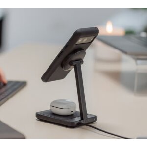 QUAD LOCK MAG Mount DUAL Desktop Alu Wireless Handy Lade...