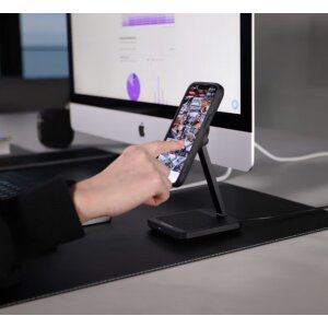 QUAD LOCK MAG Mount DUAL Desktop Alu Wireless Handy Lade Station Office / Home USB