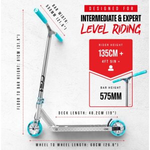 CORE CG1 Stunt-Scooter Park H=81cm Silber Gebürstet...
