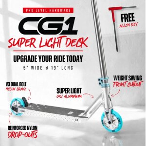 CORE CG1 Stunt-Scooter Park H=81cm Silber Gebürstet / Türkis