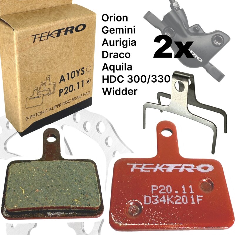 2x Tektro P20.11 Resin Fahrrad Scheibenbremsbeläge 2 Kolben Rot (2 Paar)